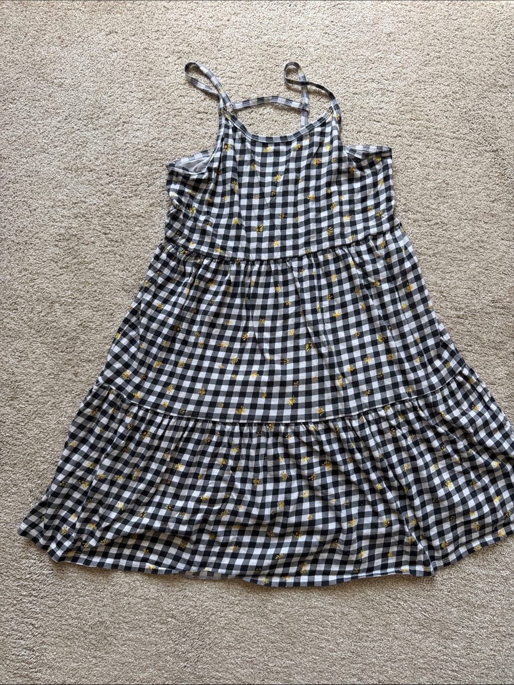 Melrose and Market Black & White Gingham Dress with Yellow Dot Accents